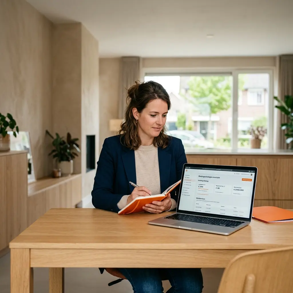 Aankoopmakelaar bepaalt de biedstrategie achter een laptop