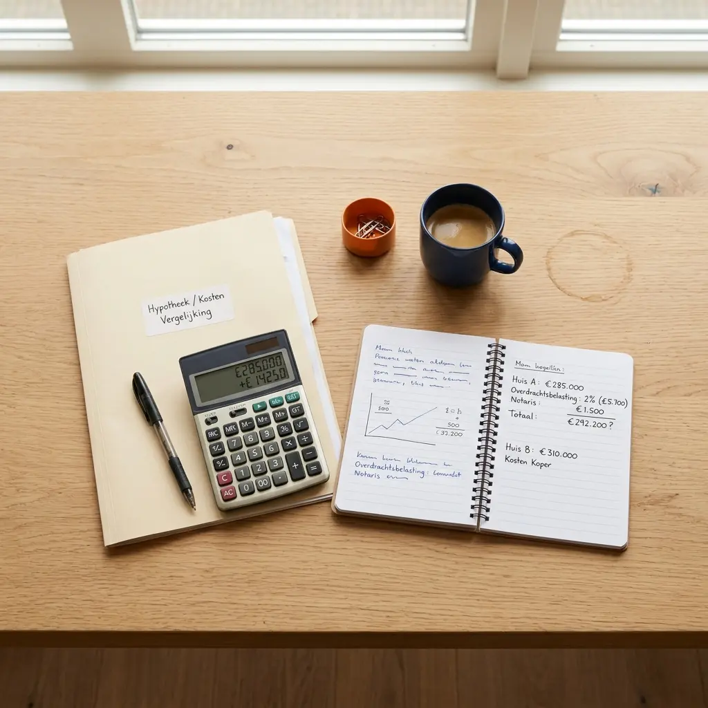 Documents and a calculator used to work out the cost of a buyer's agent