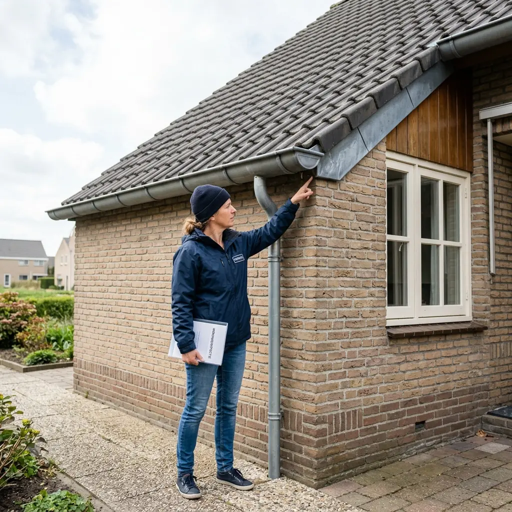 Bouwkundig risico van een woning wordt geïnspecteerd