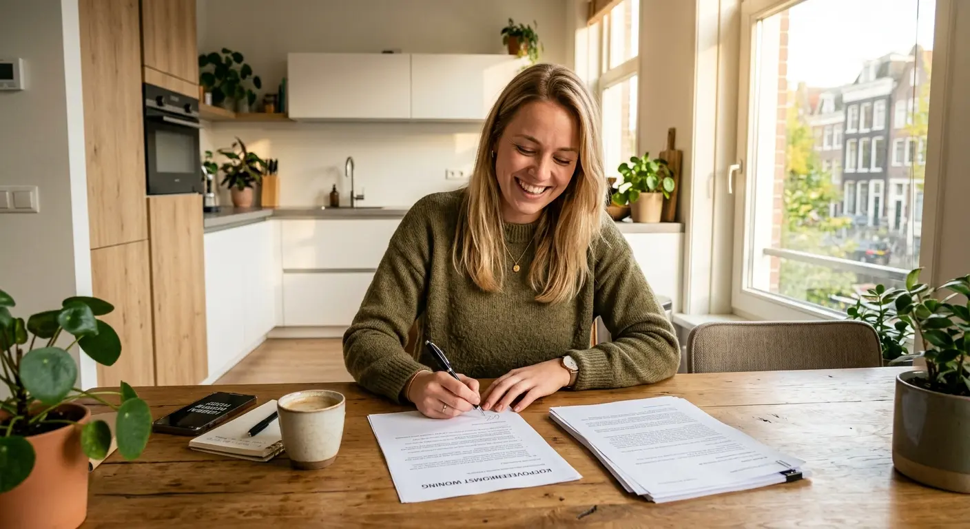 Starter tekent koopcontract voor eerste woning