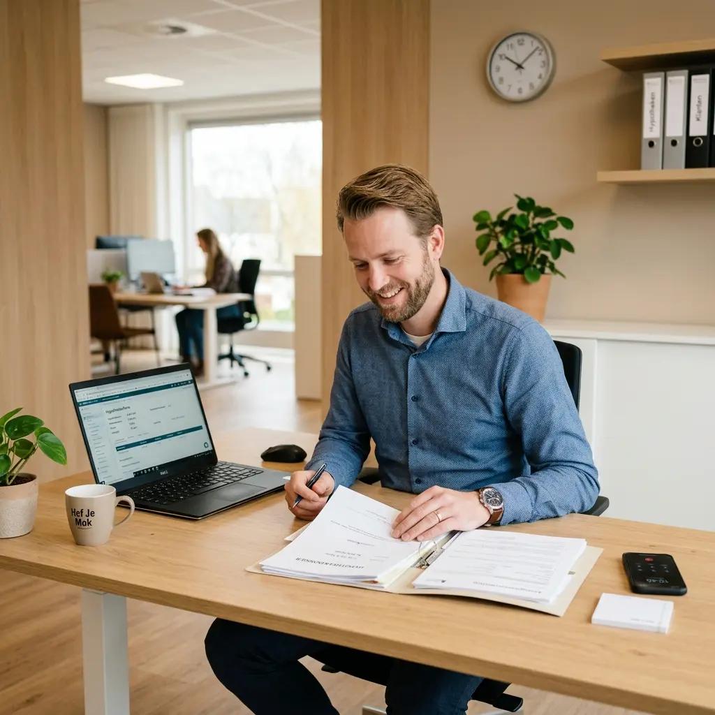 Hypotheekadviseur van Libero Financieel aan het werk op kantoor